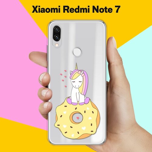 Силиконовый чехол Единорог на пончике на Xiaomi Redmi Note 7