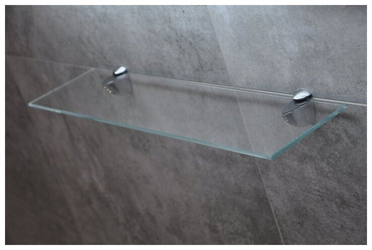 Полка стеклянная без крепежа, Victoria Glass, прозрачная, 120*350*6 мм,