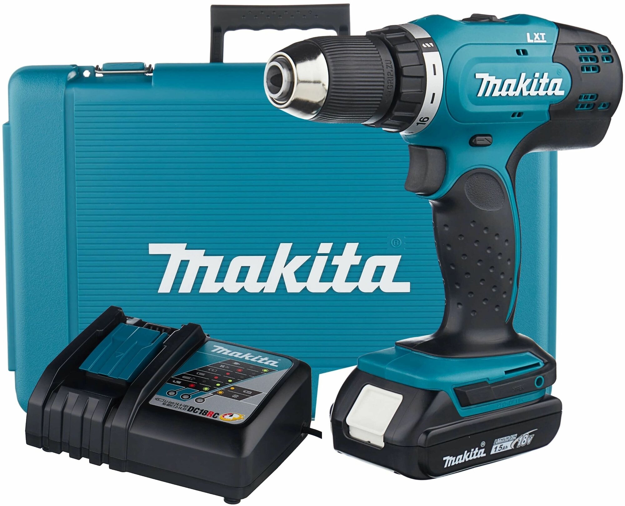 Аккумуляторная дрель-шуруповерт Makita DDF453SYE, с 2 АКБ 1.5 Ач и ЗУ, в кейсе