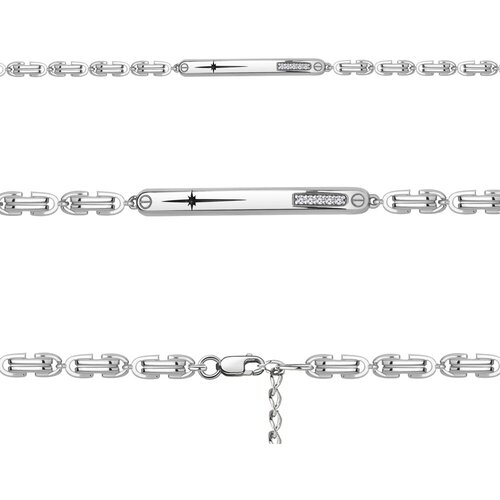 фото Серебряный браслет aquamarine а74702а с фианитом и эмалью, размер 18 diamant-online