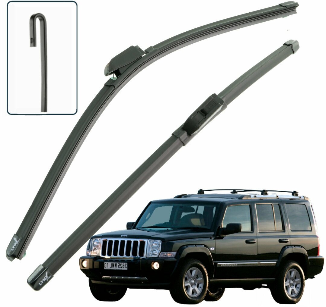 Дворники Jeep Commander XK Джип Коммандер 2005 2006 2007 2008 2009 2010 Щетки стеклоочистителя бескаркасные 450мм-450мм к-т 2 шт