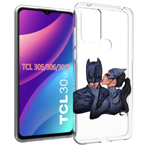 чехол mypads кофе и понедельник стал счастливым для tcl 30se tcl 305 tcl 306 tcl 30e задняя панель накладка бампер Чехол MyPads бетман-и-кошка для TCL 30SE / TCL 305 / TCL 306 / TCL 30E задняя-панель-накладка-бампер