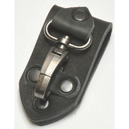 фото Брелок брелок-карабин на ремень для ключей, гладкая фактура, черный kozhedub