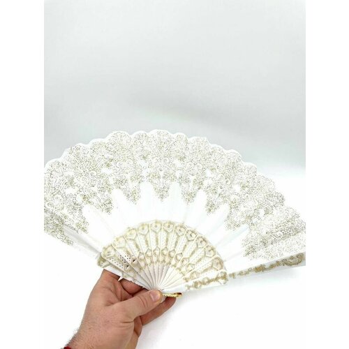 Складной веер с пластиковым основанием и рисунком 