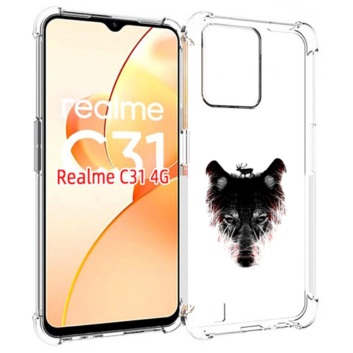 Чехол MyPads волк в траве для OPPO Realme C31 задняя-панель-накладка-бампер