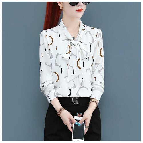 Блуза , классический стиль, длинный рукав, манжеты, размер 40, белый
