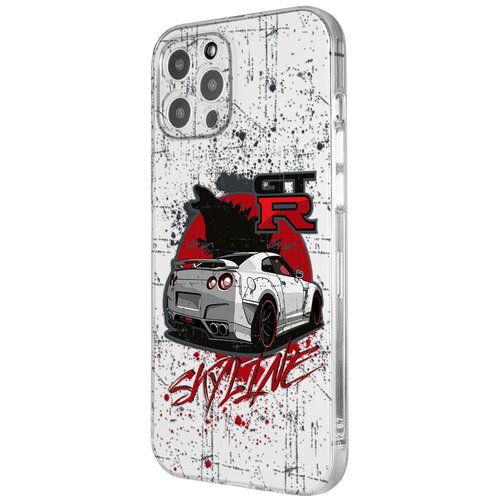 Силиконовый чехол с защитой камеры Mcover на Apple iPhone 12 Pro Max с рисунком Nissan GTR Skyline силиконовый чехол с защитой камеры mcover на apple iphone 13 pro max с рисунком машина nissan gtr skyline