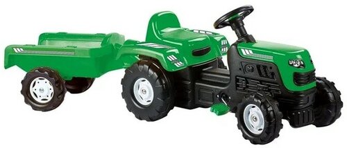 Трактор на педалях с прицепом, цвет зелёный