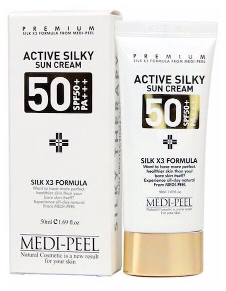 MEDI-PEEL крем Active Silky Sun Cream Антивозрастной солнцезащитный с пептидами SPF 50, 1 шт
