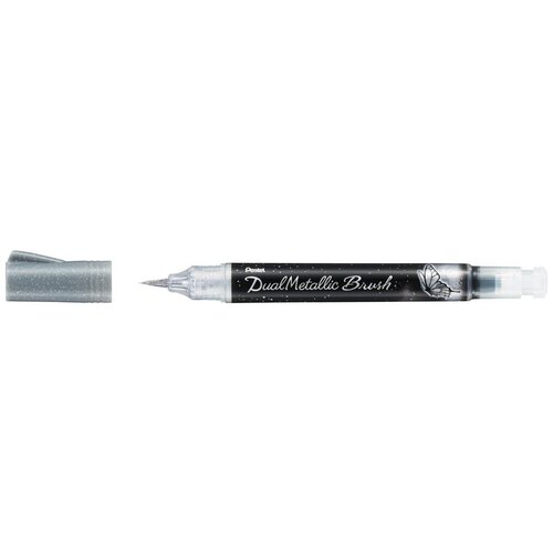 Pentel Маркер-кисть с подкачкой чернил Dual Metallic Brush, Silver принадлежности для рисования pentel маркер кисть с подкачкой чернил