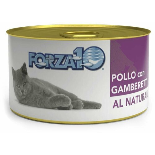 Консервированный корм Forza10 Al Naturale POLLO con GAMBERETTI, для здоровых кошек и котят с курицей и креветками, 24шт*75, 1.8кг