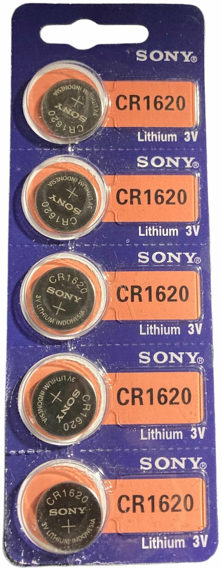 Литиевая батарейка SONY CR1620 3V,5шт
