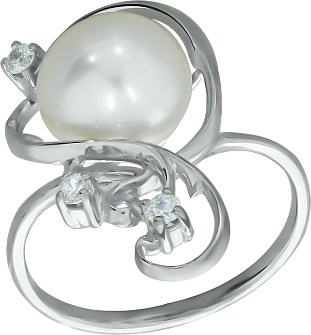Кольцо Diamant online, серебро, 925 проба, жемчуг, фианит