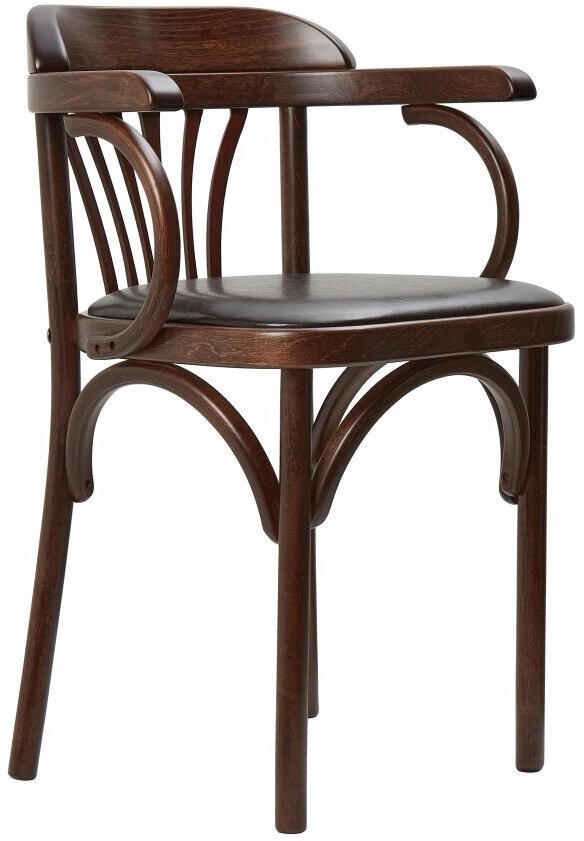 Деревянный стул Венский темный тон с мягким сиденьем из экокожи