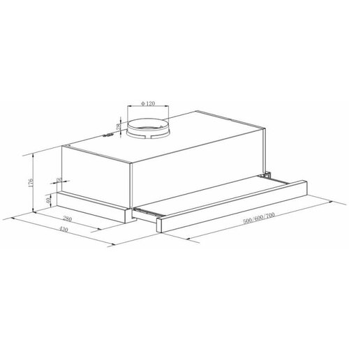 Вытяжка встраиваемая Lex Hubble 600 WH белый управление кнопочное 1 мотор 795200₽