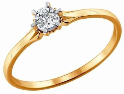 Кольцо помолвочное Diamant online, красное золото, 585 проба, бриллиант