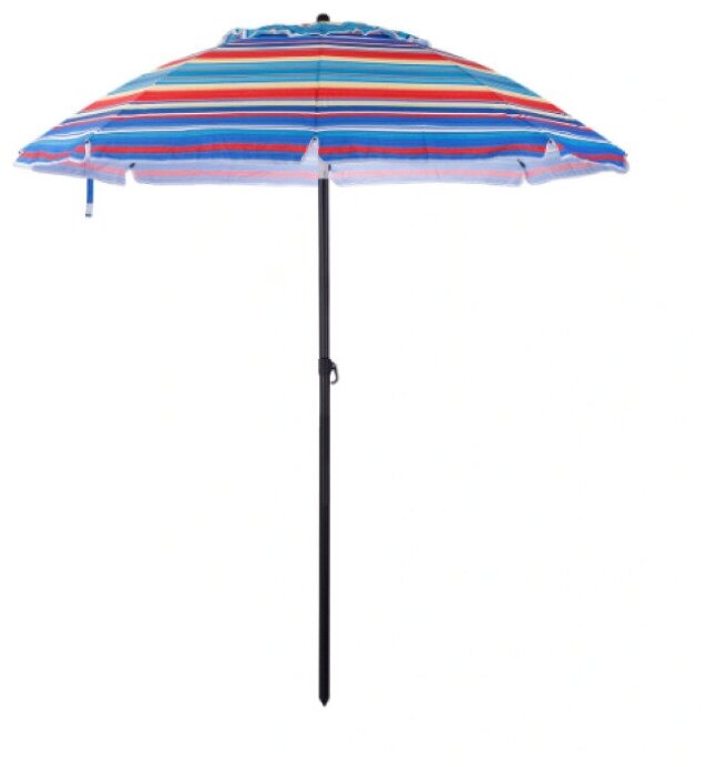 Пляжный зонт, 2 м, оксфорд, , с наклоном (мультиколор/принт "полоса") в чехле - фотография № 1