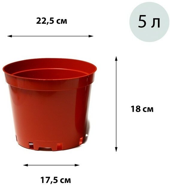 Горшок для рассады 5 л d = 22 см h = 18 см терракот Greengo 3 штуки