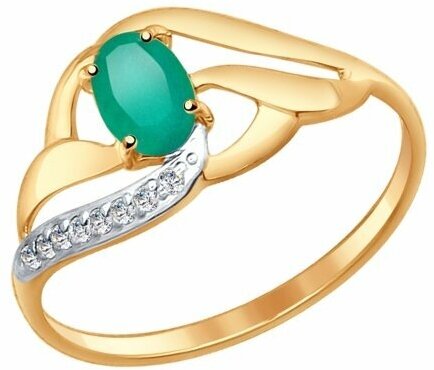 Кольцо Diamant online, красное золото, 585 проба, фианит, агат