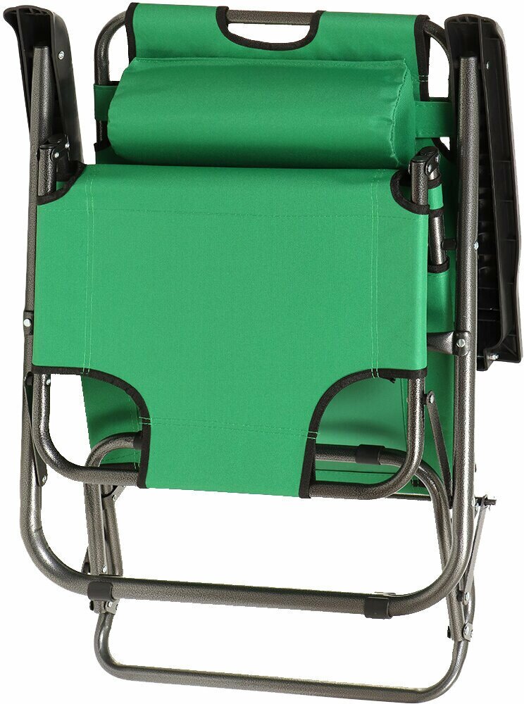 Кресло-шезлонг для дачи складной зеленый, 153х60х80 - фотография № 4