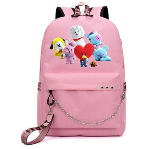 Рюкзак K-POP розовый с цепью №2
