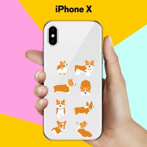 Силиконовый чехол 8 Корги на Apple iPhone X силиконовый чехол корги в очках на apple iphone x