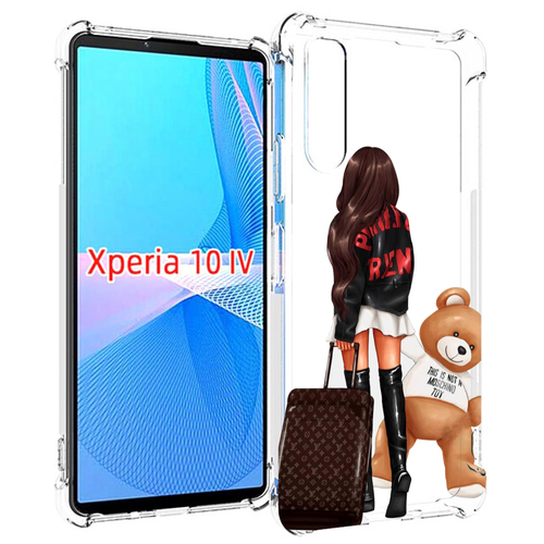 Чехол MyPads девушка-с-модным-чемоданом женский для Sony Xperia 10 IV (10-4) задняя-панель-накладка-бампер