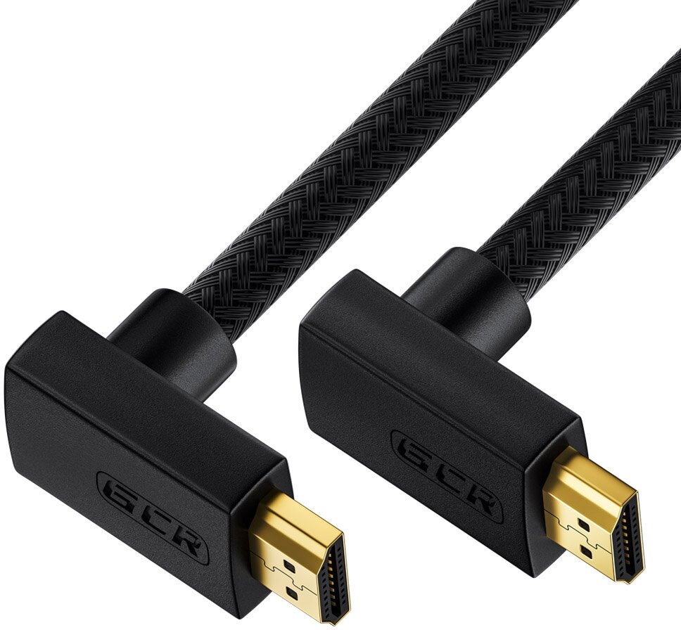 GCR Кабель 1.0m HDMI 2.0, M верхний угол /M верхний угол, черный, HDR 4:2:2, Ultra HD, 4K 60 fps 60Hz/5K*30Hz, 3D, AUDIO, 18.0 Гбит/с, 28/28 AWG, GCR-52309 Greenconnect HDMI 2.0 - HDMI 2.0 1м (GCR-523 - фото №2