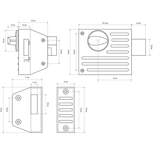 Стандарт Замок накладной стандарт ЗН1-21С цвет бронза 1459₽