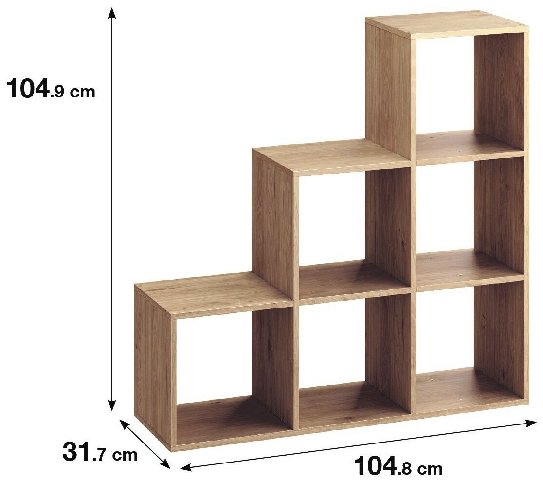 Стеллаж SPACEO KUB 6 секций 104x104x31.5 см ЛДСП цвет дуб