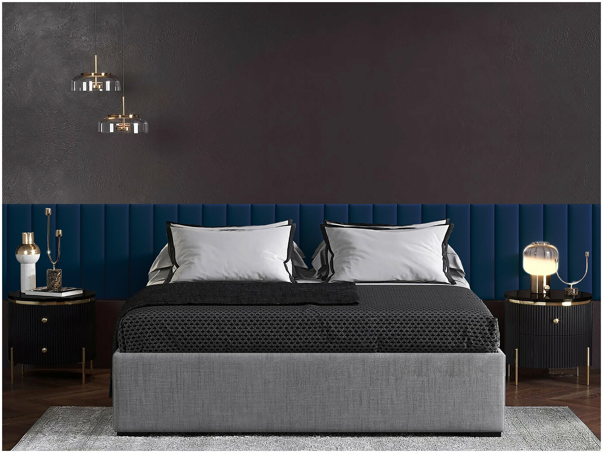 Панель кровати Eco Leather Blue 15х60 см 2 шт.