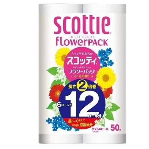 Мягкая туалетная бумага особоплотной намотки Crecia Scottie FlowerPACK 2