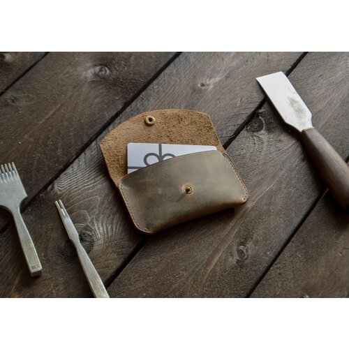 Кредитница натуральная кожа, 1 карман для карт, 8 визиток, коричневый