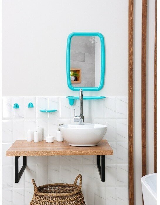 BEROSSI Набор для ванной комнаты Optima, цвет бирюзовый - фотография № 4