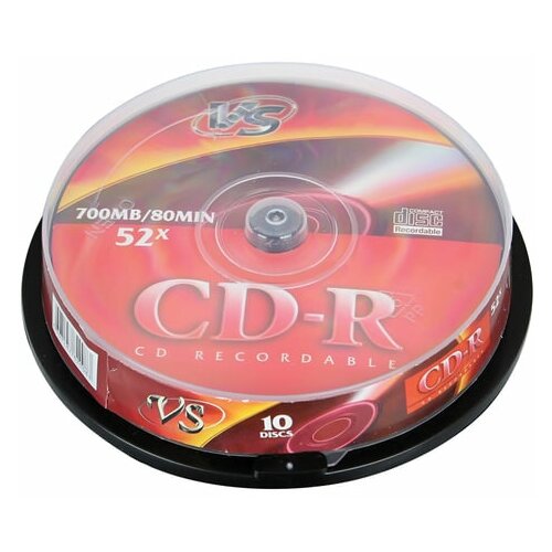 Диски CD-R VS 700 Mb 52x Cake Box (упаковка на шпиле) комплект 10 шт, 4 шт mirex диск cd r 700 mb 48х cake box 10 ink printable 10 300 201458