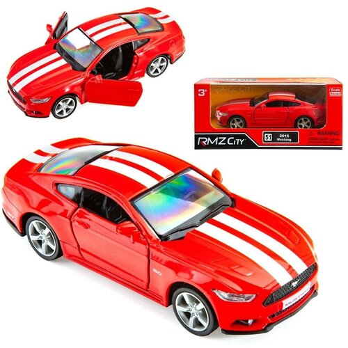 Машинка металлическая Uni-Fortune RMZ City :32 Ford 20 5 Mustang with Strip инерционная, цвет красн легковой автомобиль rmz city ford mustang 2015 344028sm 1 64 4 3 см матовый красный