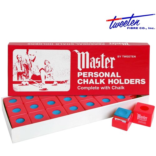 Пенал для бильярдного мела Мастер с мелком 24 шт, цвет красный