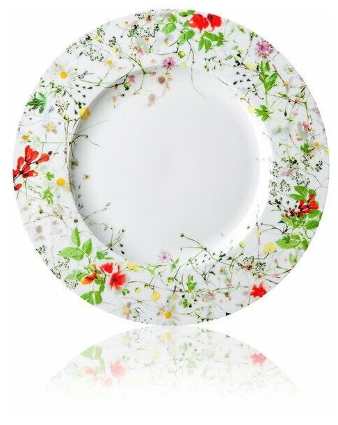 Тарелка закусочная с бортом Rosenthal Дикие цветы 23 см, фарфор костяной