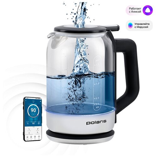 Чайник электрический Polaris PWK 1720CGLD WI-FI IQ Home 15 л стекло пластик белый 425400₽