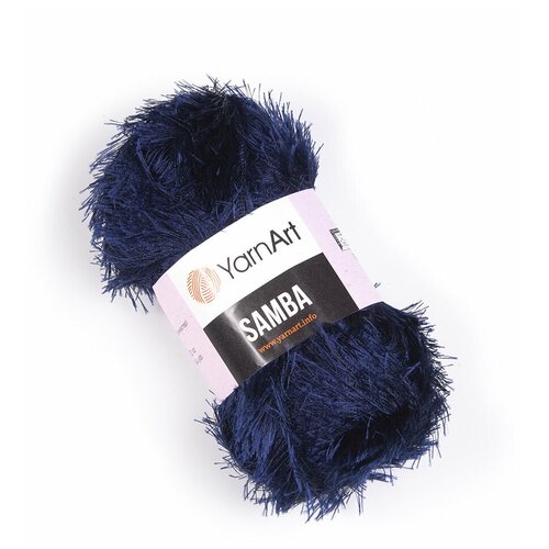 Пряжа для вязания YarnArt Samba (ЯрнАрт Самба) - 3 мотка 03 темно-синий, травка, фантазийная для игрушек 100% полиэстер 150м/100г