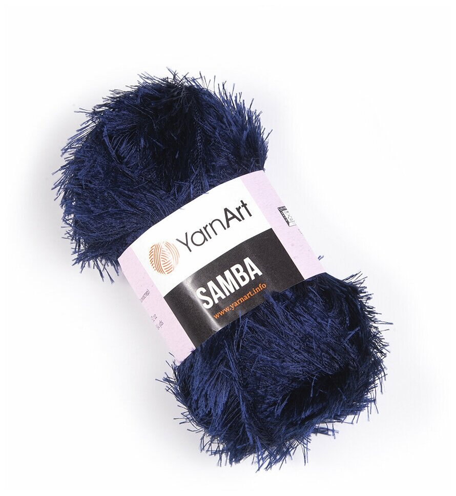 Пряжа для вязания YarnArt Samba (ЯрнАрт Самба) - 1 моток 03 темно-синий, травка, фантазийная для игрушек 100% полиэстер 150м/100г