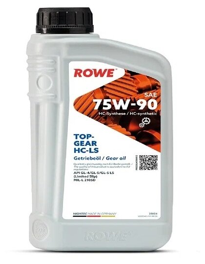 Масло трансмиссионное ROWE HIGHTEC TOPGEAR SAE 75W-90 HC-LS 1л 25004-0010-99