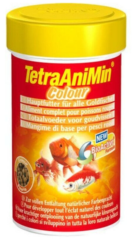 TetraAniMin Colour Корм для всех видов золотых рыбок 100мл (мелкие горошинки)