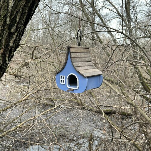 Деревянный скворечник для птиц PinePeak / Кормушка для птиц подвесная для дачи и сада, 180х160х130мм
