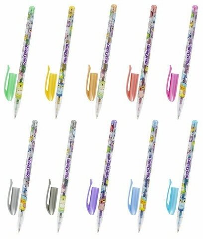 Ручки гелевые набор 48 цветов, юнландия, корпус с печатью, узел 1 мм, линия письма 0,5 мм, 143820