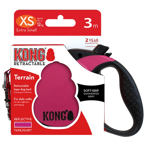 KONG рулетка Terrain XS (до 12 кг) лента 3 метров фуксия Арт.150131