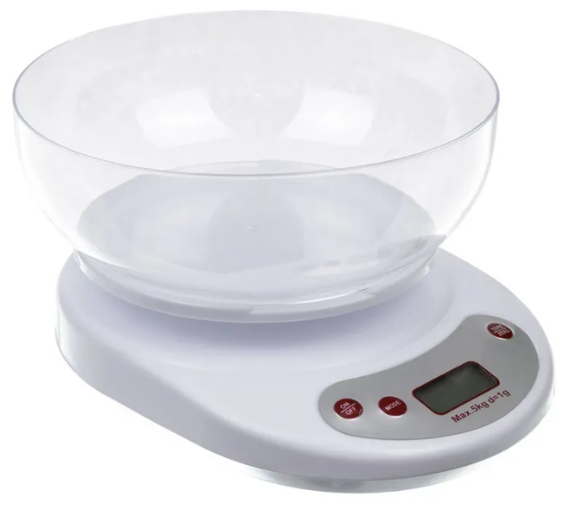 Весы кухонные электронные KE-2 (до 5кг) 2AA + чаша (белые)\ Электронные весы с круглой чашей \ Мерные кухонные весы"DAVStore"vesy