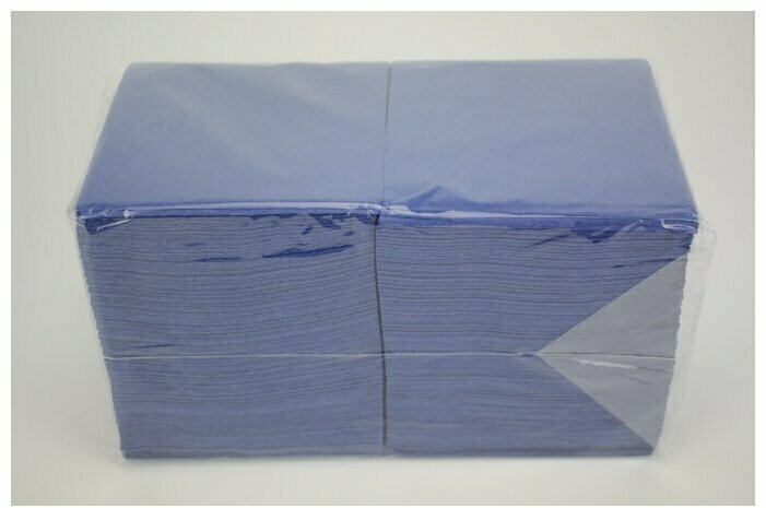 Салфетки бумажные ZELPAPER 24х24 синие, однослойные, 400 шт, 100% целлюлоза - фотография № 3