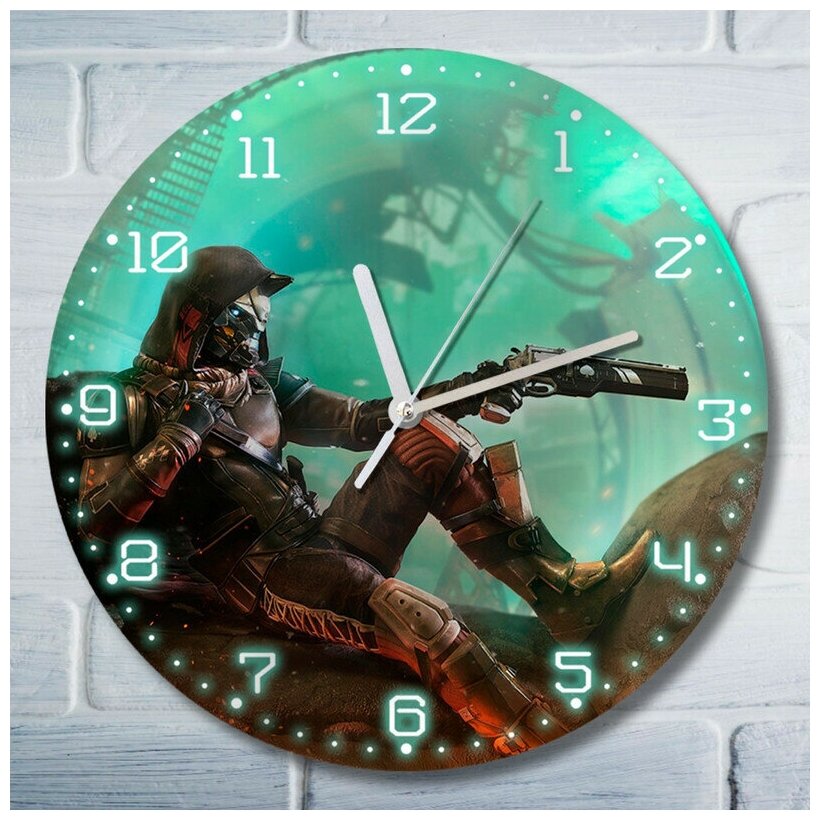 Настенные декоративные часы УФ с ярким рисунком, диаметр 28см игры Destiny 2 (дестини 2, PS, Xbox, PC, Switch) 4768