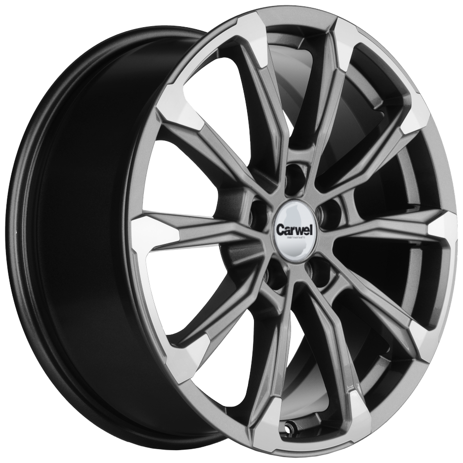 Литые колесные диски Carwel Ишим 1808 (Xceed/CX-5/Mazda3) 7.5x18 5x114.3 ET45 D67.1 Чёрный глянцевый с полированной лицевой частью (111003)